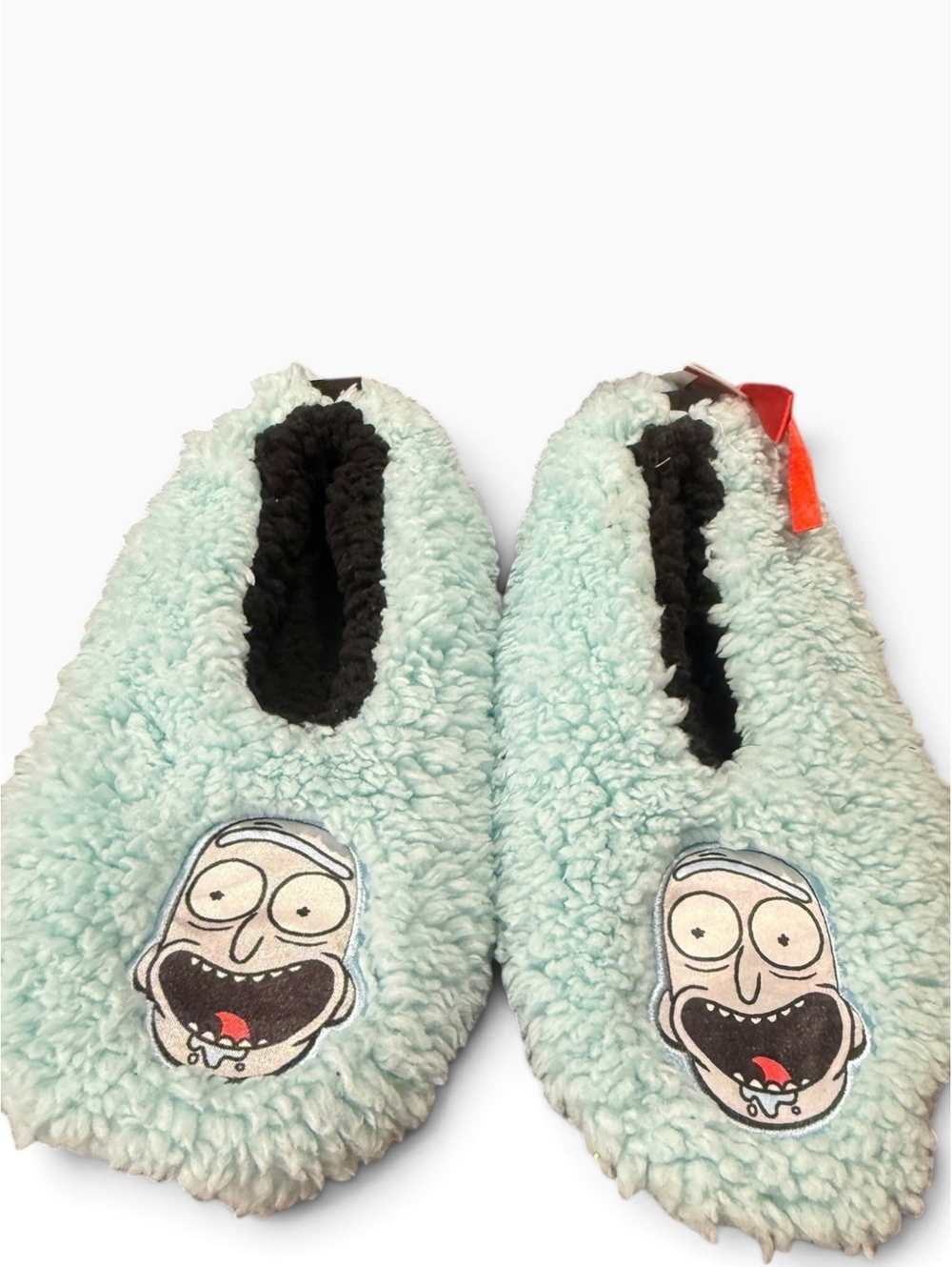 Rick and Morty Rick Sanchez Sherpa Slipper Socks Aqua Fuzzy House Shoes NWOT